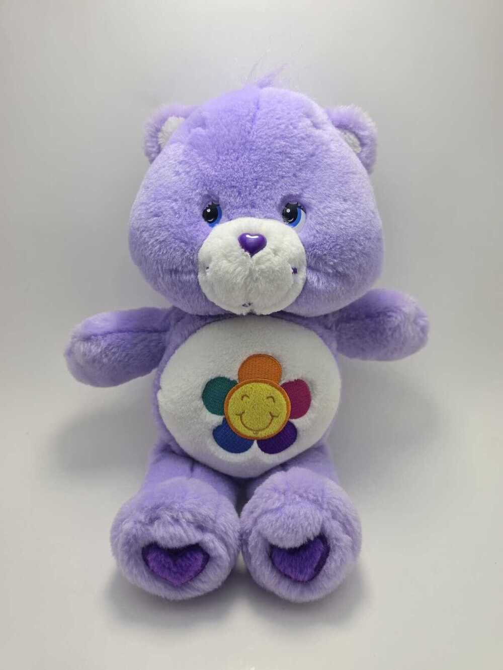 Care Bear Purple Harmony Bear Plush 2003 Smiling Rainbow Flower (11 inch)
